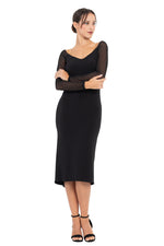Load image into Gallery viewer, Embroidered Mesh Back Tango Midi Dress with Sleeves
