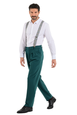 Load image into Gallery viewer, Emerald Paisley Print Men&#39;s Adjustable Suspenders
