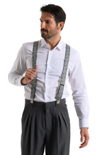 Load image into Gallery viewer, Emerald Paisley Print Men&#39;s Adjustable Suspenders
