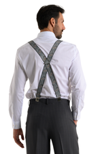 Load image into Gallery viewer, Emerald Paisley Print Men&#39;s Adjustable Suspenders
