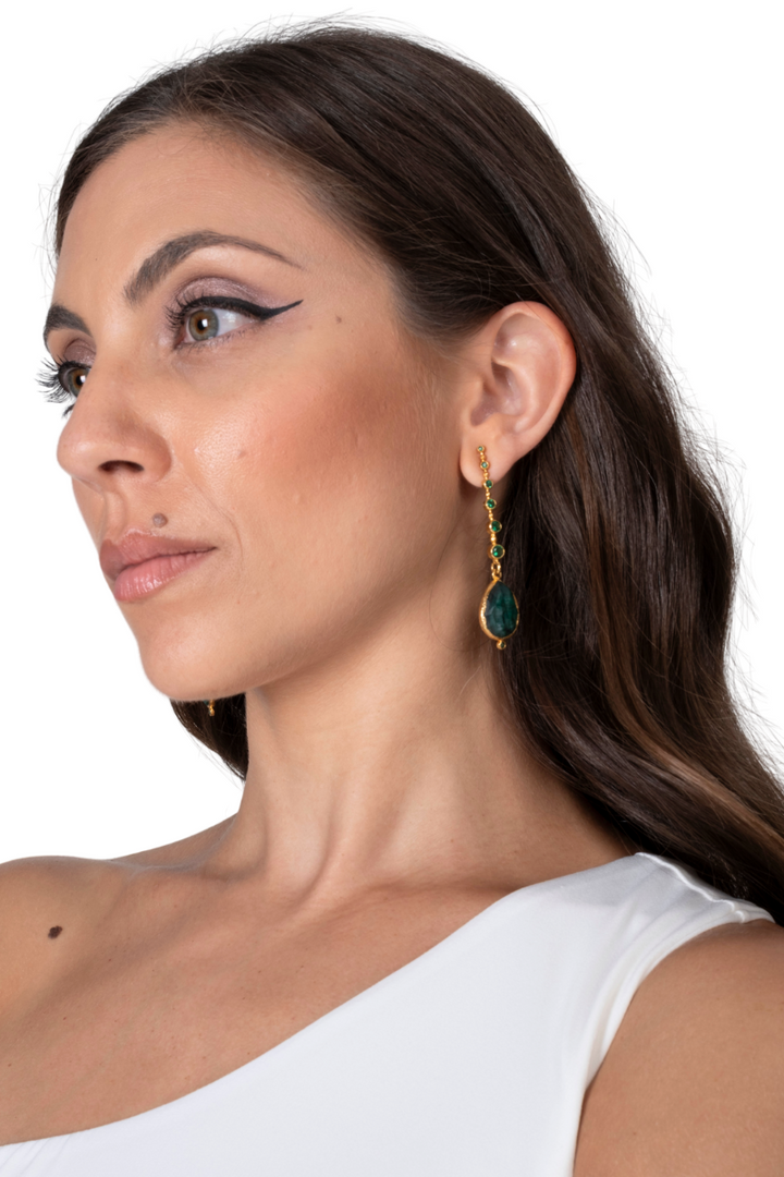 Esmeralda Long Crystal Teardrop Tango Earrings