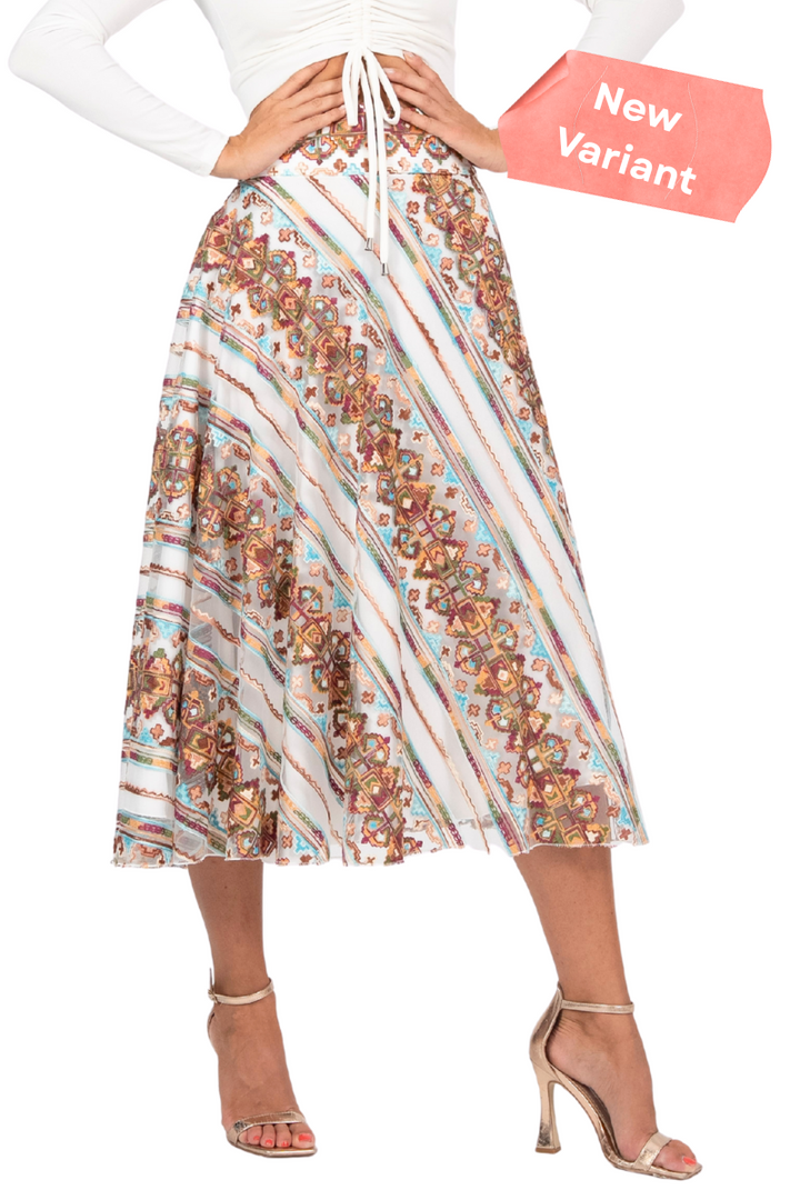 Ethnic Embroidered A-Line Midi Skirt