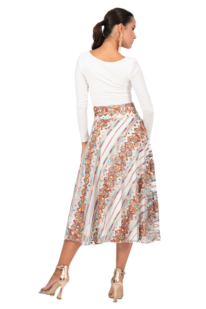 Ethnic Embroidered A-Line Midi Skirt