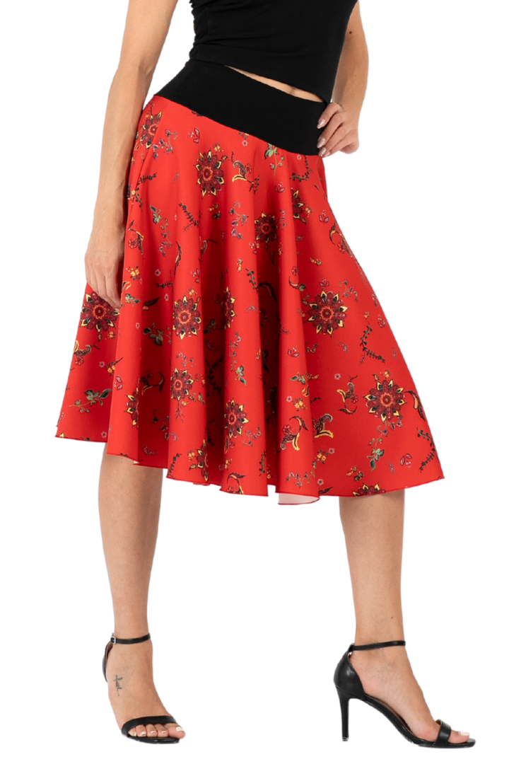 Ethnic Print A-Line Skirt