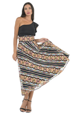 Load image into Gallery viewer, Ethnic Stitch Print A-Line Midi Skirt
