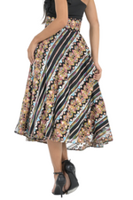 Load image into Gallery viewer, Ethnic Stitch Print A-Line Midi Skirt
