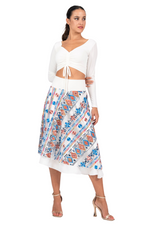 Load image into Gallery viewer, Ethnic Embroidered Two-layer Satin Dance Skirt
