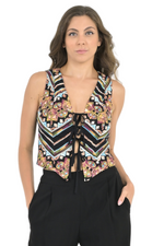 Load image into Gallery viewer, Ethnic Stitch Print Vest With Bow Tie Details
