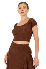 Load image into Gallery viewer, Eyelet Viscose Off The Shoulder Crop Top