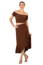 Load image into Gallery viewer, Eyelet Viscose Off The Shoulder Crop Top