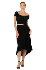 Load image into Gallery viewer, Eyelet Viscose Off The Shoulder Crop Top