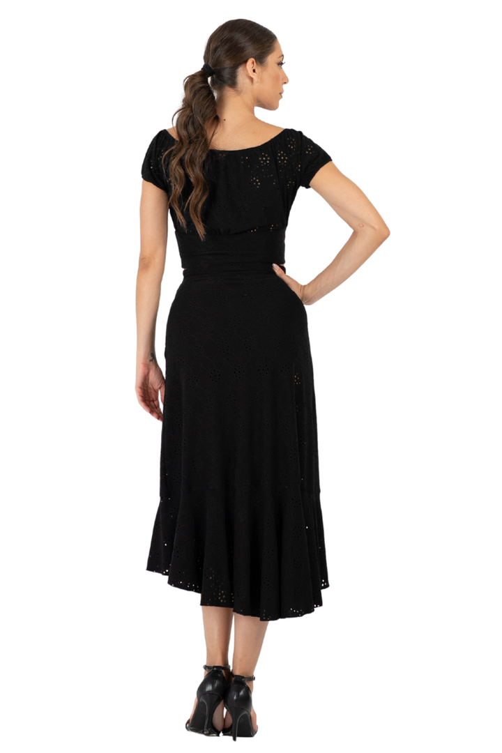 Eyelet Viscose Off The Shoulder Crop Top