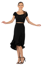 Load image into Gallery viewer, Eyelet Viscose Off The Shoulder Crop Top