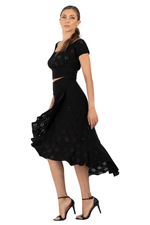 Load image into Gallery viewer, Eyelet Viscose Off The Shoulder Crop Top