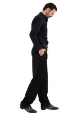 Load image into Gallery viewer, Black Satin Men&#39;s Tango Pants With Two Pleats
