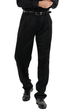 Load image into Gallery viewer, Black Satin Men&#39;s Tango Pants With Two Pleats
