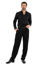 Load image into Gallery viewer, Black Satin Men&#39;s Tango Pants With Two Pleats
