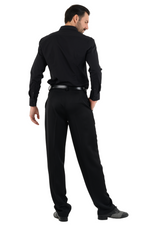 Load image into Gallery viewer, Black Satin Men&#39;s Tango Pants With Two Pleats
