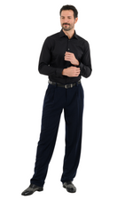 Load image into Gallery viewer, Dark Blue Pinstripe Tango Pants With Two Pleats
