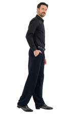 Load image into Gallery viewer, Dark Blue Pinstripe Tango Pants With Two Pleats
