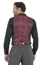 Load image into Gallery viewer, Dark Grey Tango Vest With Red Marble Print Satin Back
