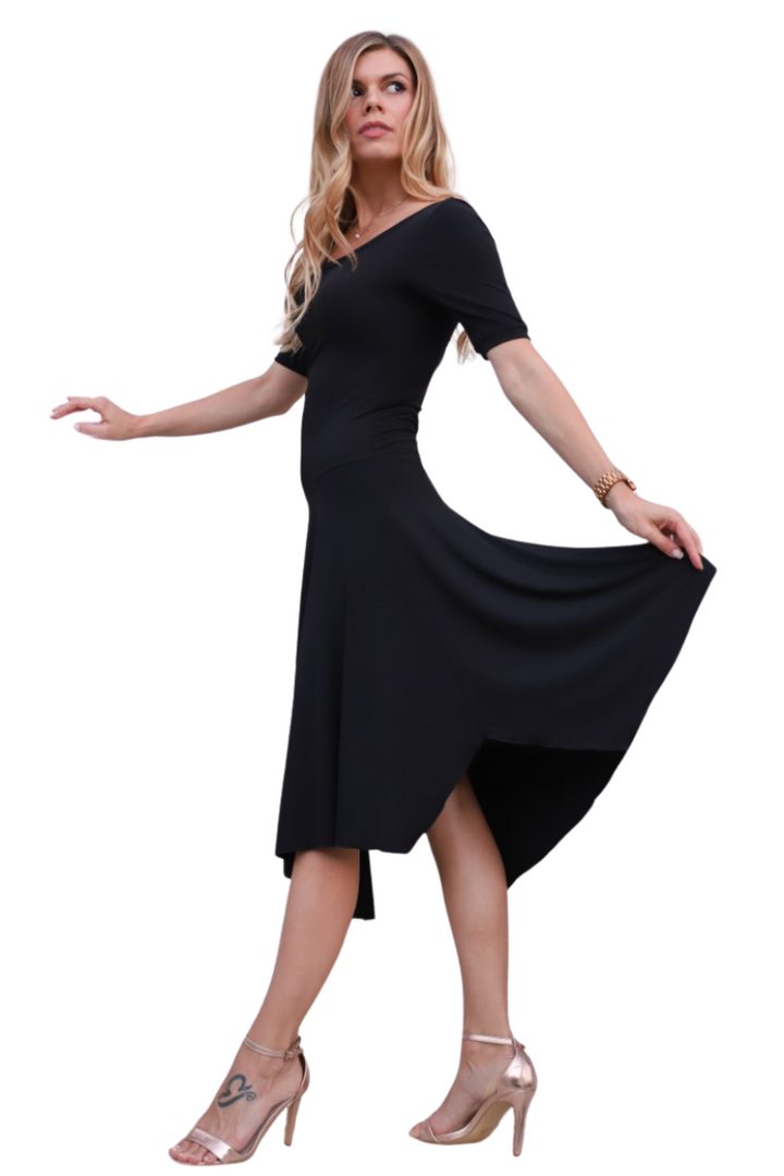 Short-sleeve Tango Dress with Side Draping