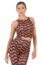 Load image into Gallery viewer, Fan Print Keyhole Back Crop Top | conDiva Active