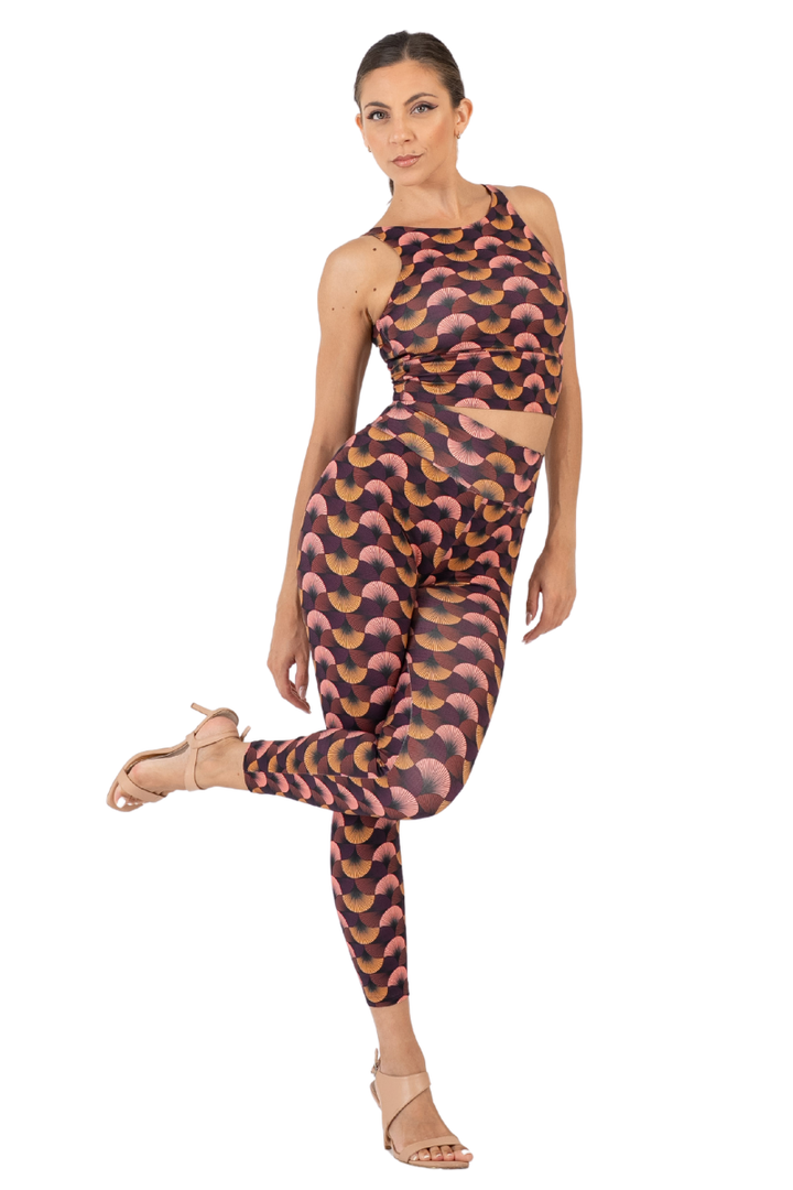 Fan Print High-Waisted Practice Leggings | conDiva Active