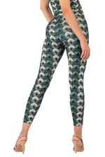 Load image into Gallery viewer, Fan Print Crop Top with Mesh V-Neckline  | conDiva Active