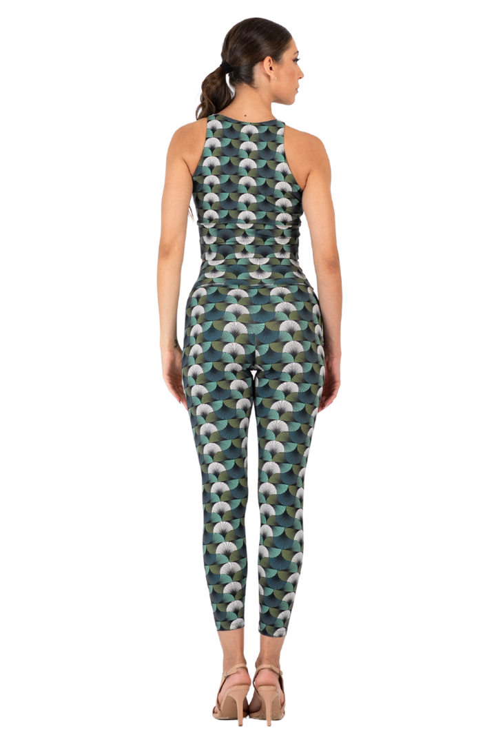 Fan Print High-Waisted Practice Leggings | conDiva Active