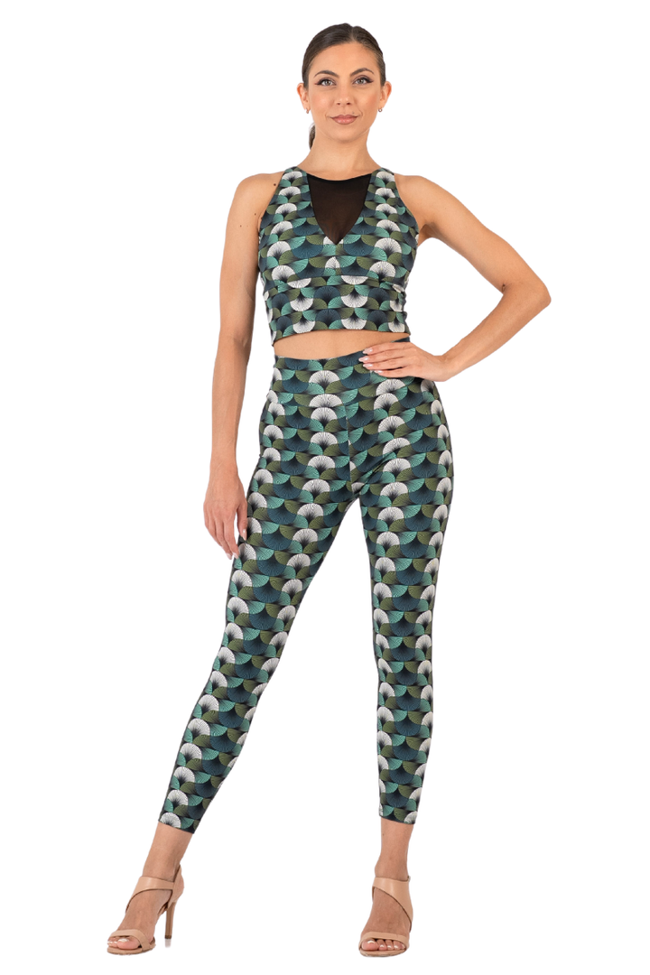 Fan Print High-Waisted Practice Leggings | conDiva Active