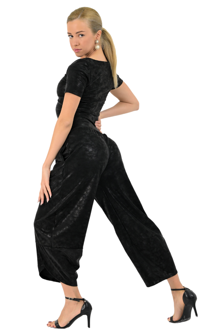 Faux Leather Cropped Barrel Pants