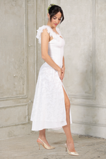 Load image into Gallery viewer, Feather Trim Two Layer Bridal Dance Dress