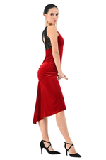 Load image into Gallery viewer, Fishtail Velvet Tango Dress With Lace Applique