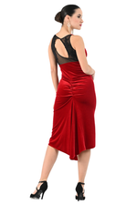 Load image into Gallery viewer, Fishtail Velvet Tango Dress With Lace Applique
