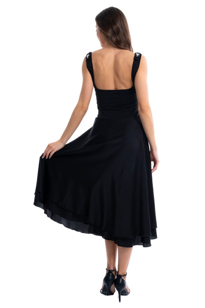 Black Fit & Flair Dress With Jewels