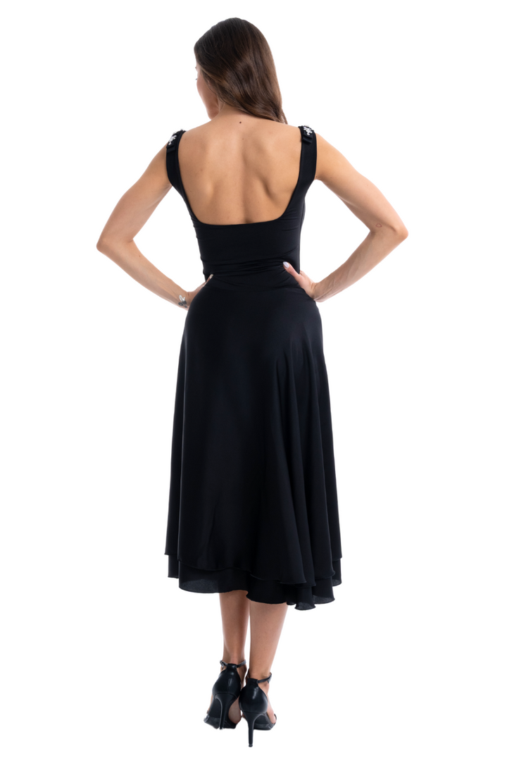 Black Fit & Flair Dress With Jewels