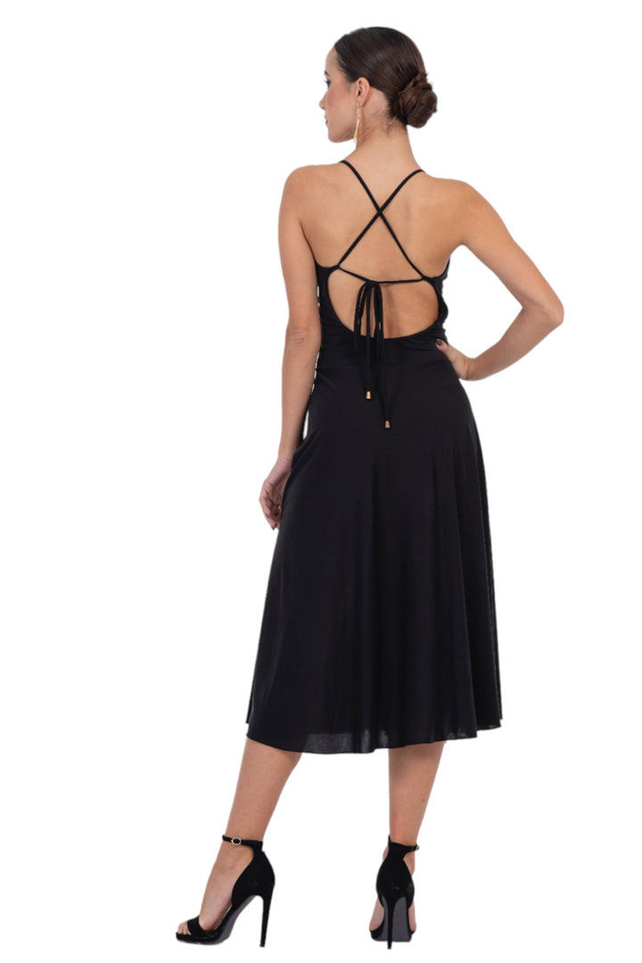 Fit & Flare Tango Dress With Open Back & Spaghetti Straps