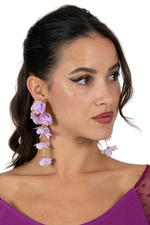 Load image into Gallery viewer, Flora Long Tango Earrings With Lilac Blossoms