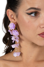 Load image into Gallery viewer, Flora Long Tango Earrings With Lilac Blossoms