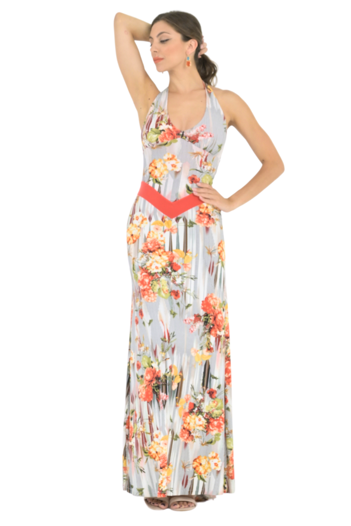 Floral Coral Maxi Dress