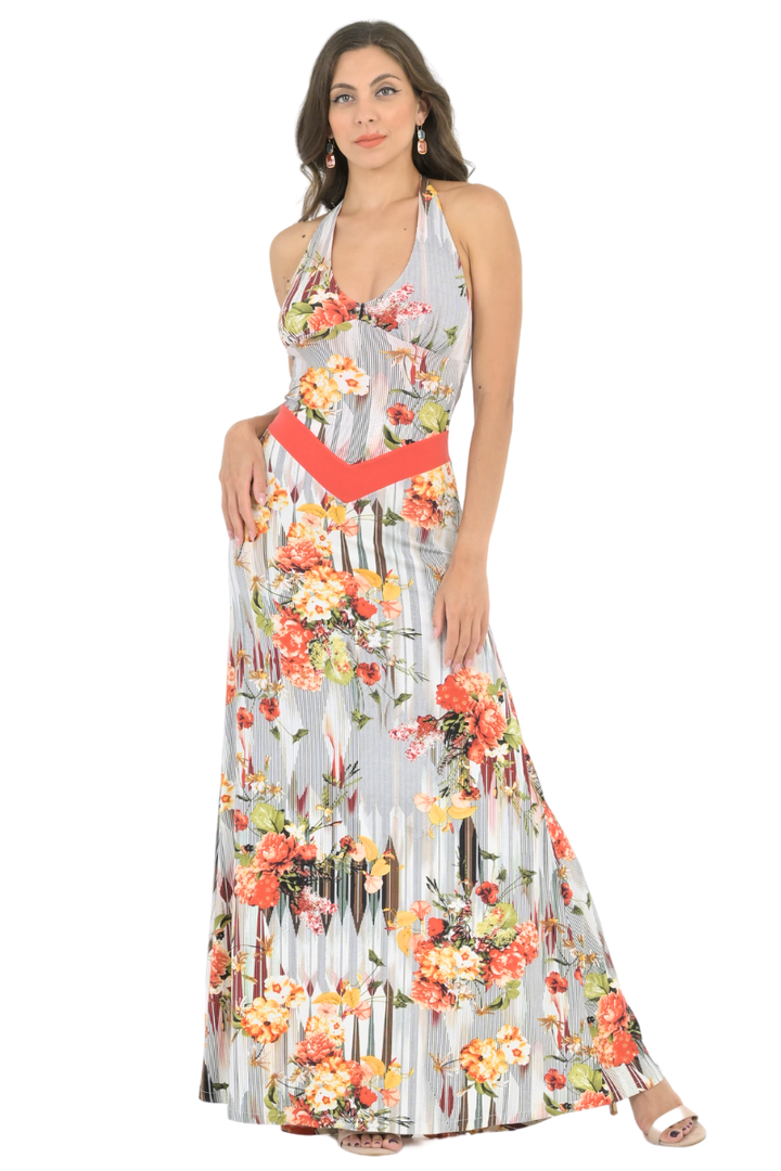 Floral Coral Maxi Dress