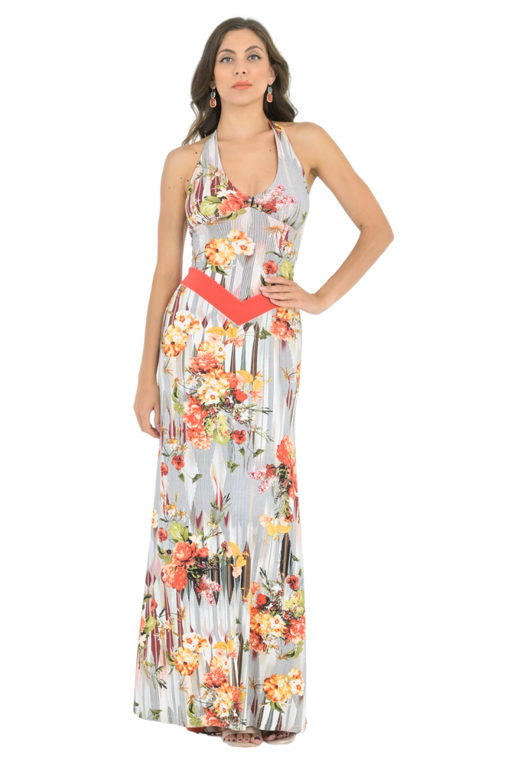 Floral Coral Maxi Dress