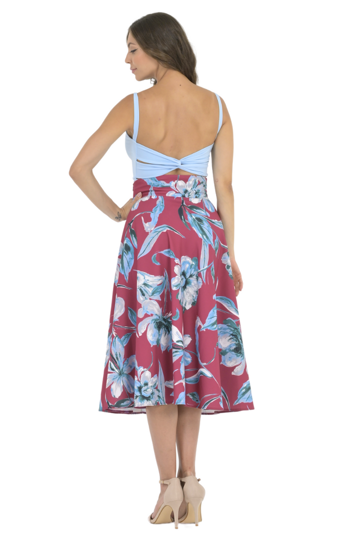 Floral Painted Print A-Line Skirt