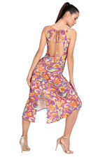 Load image into Gallery viewer, Floral Paisley Print Open Back Fishtail Dress
