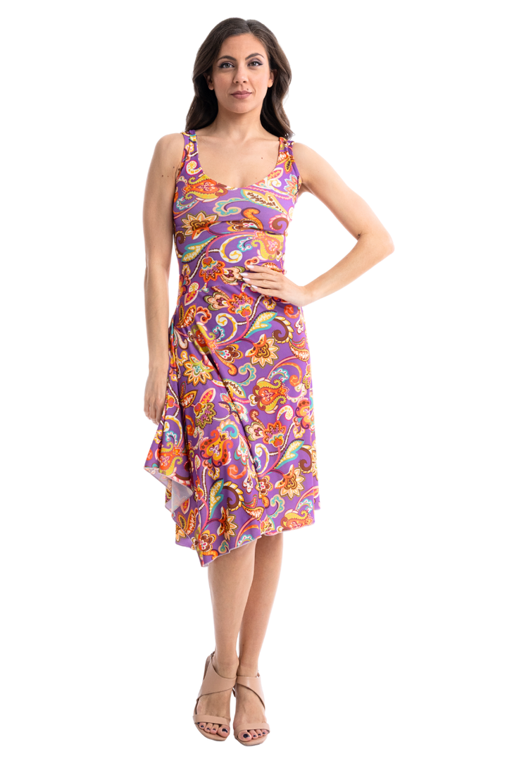 Floral Paisley Print Dress With Side Draping