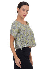 Load image into Gallery viewer, Floral Satin Boxy Crop Top