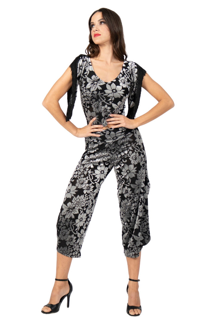 Floral Velvet Fringed Outfit