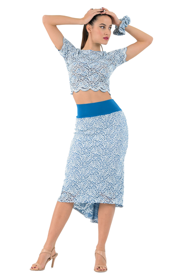 Floral Lace Fishtail Skirt