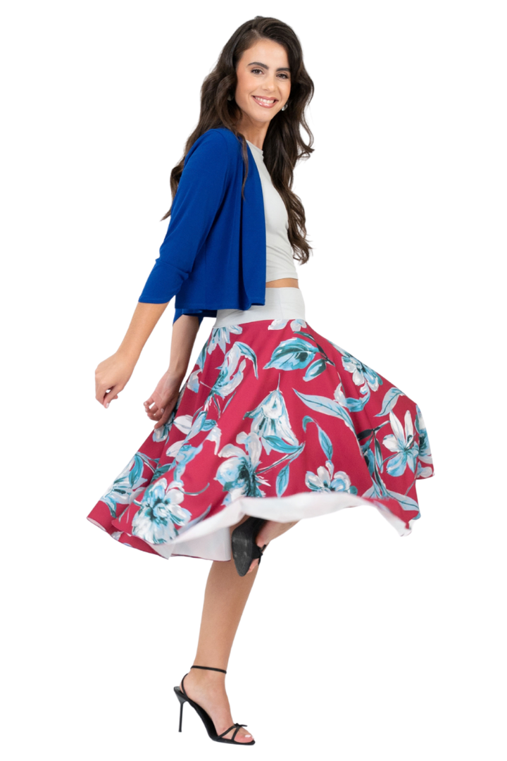 Floral Painted Print A-Line Skirt